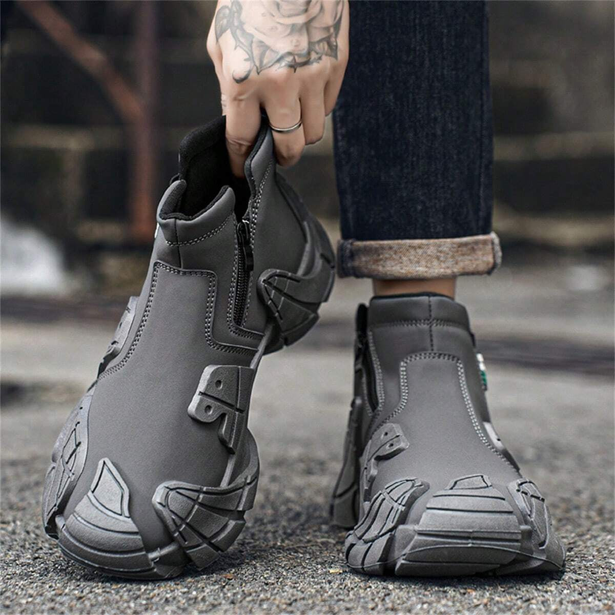 Anti-Slip Side Zipper Safety Shoes