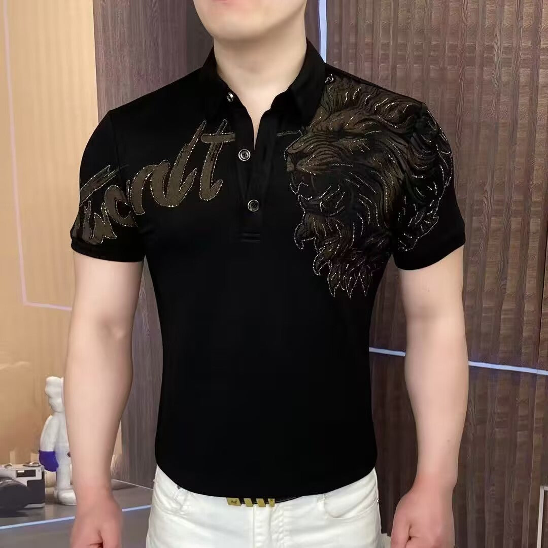 Lion Roar Men's Casual Lapel All-match Polo Shirt