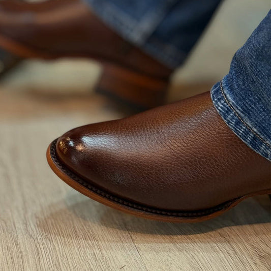 Men's Low Heel Side Zipper Ankle Boots