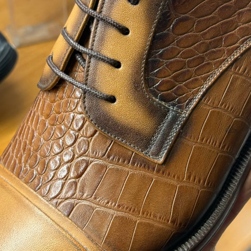 Men's Crocodile-Print Leather Shoes