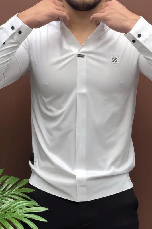 Men's Stretch Business Casual V-Neck Polo Shirt