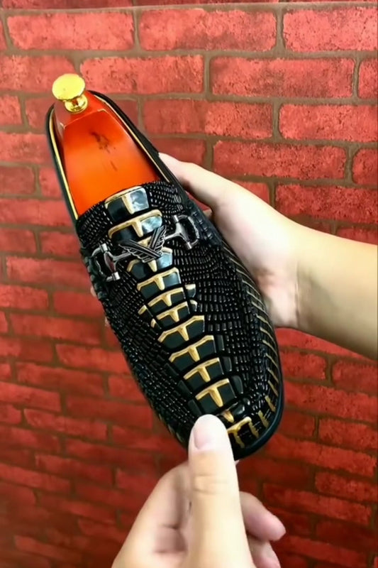 Men's Leather Crocodile Pattern Loafers