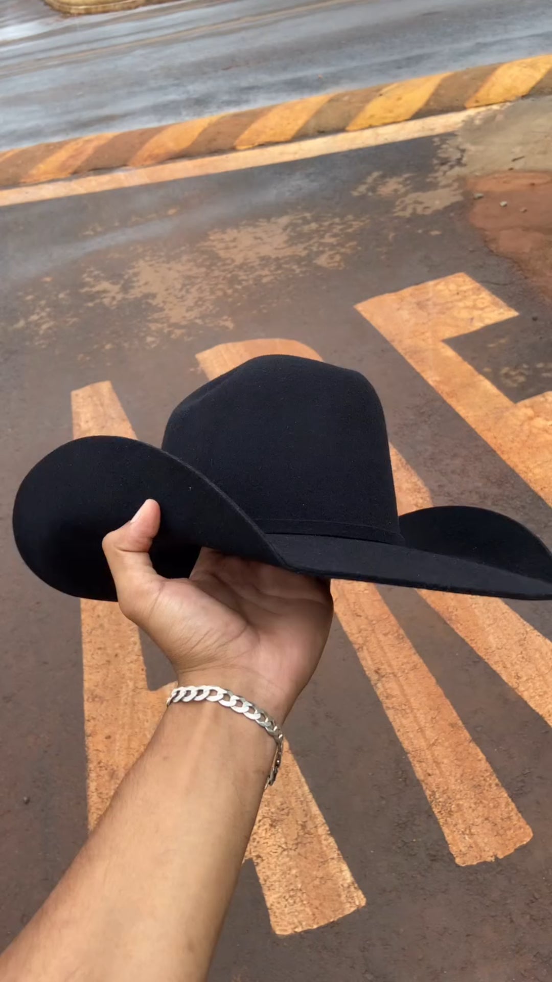 Curved Brim Wide-Dome Denim Cowboy Hat
