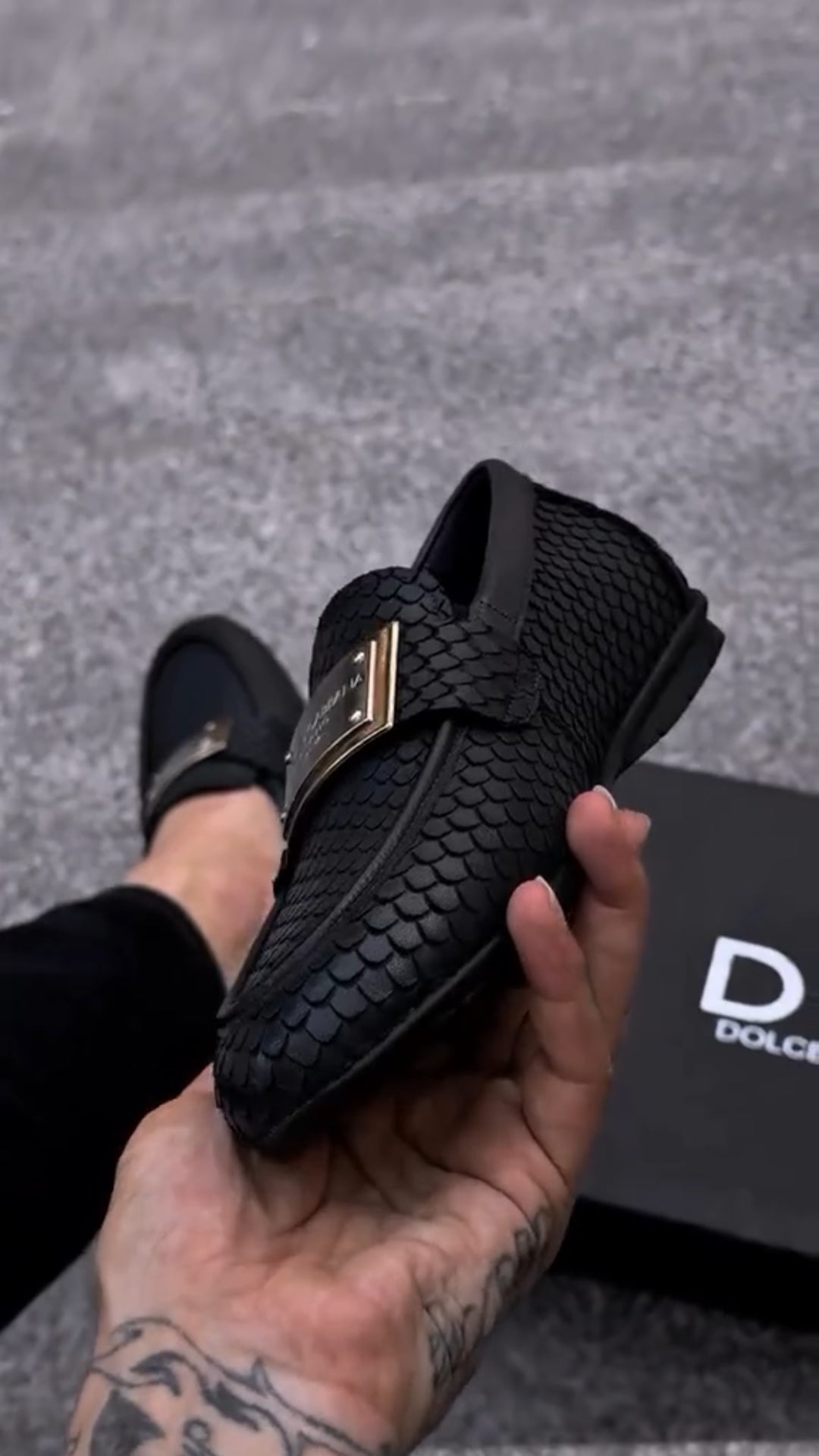 Snake Print Loafers with Metal Square Logo