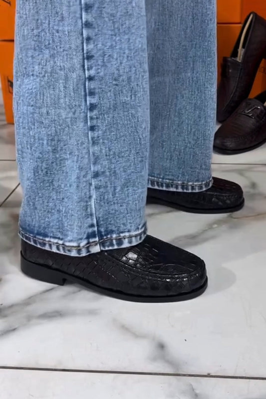 Men's Crocodile Pattern Leather Loafers