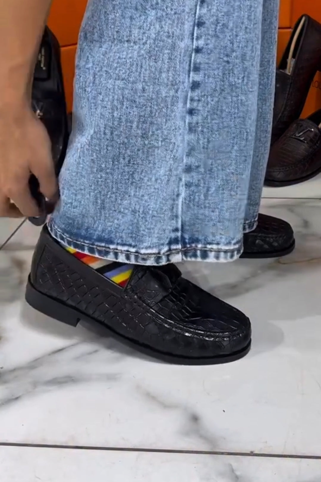 Men's Crocodile Pattern Leather Loafers