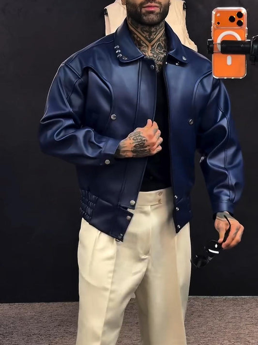 Multi-Layered Cut Leather Jacket