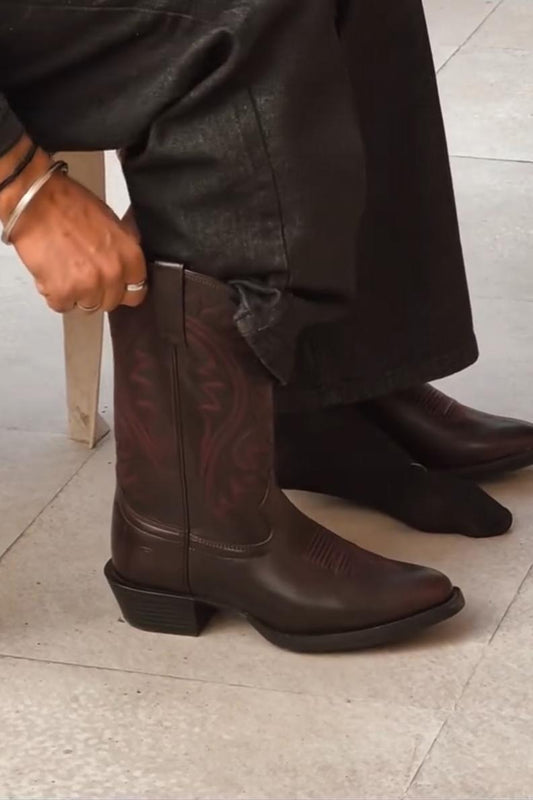 Vintage Printed Knee-High Boots