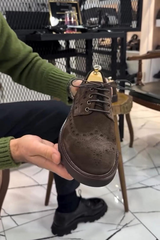 Men's Suede Velvet Lace-Up Dress Shoes