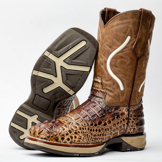 Two Tone Orix Caiman Neck Leather Boots With 3D Lightweight Sole - Composite Toe