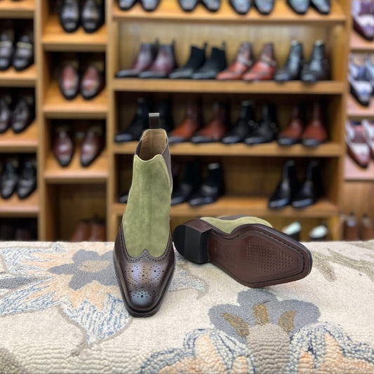 Handmade Suede & Leather Patchwork Chelsea Boots