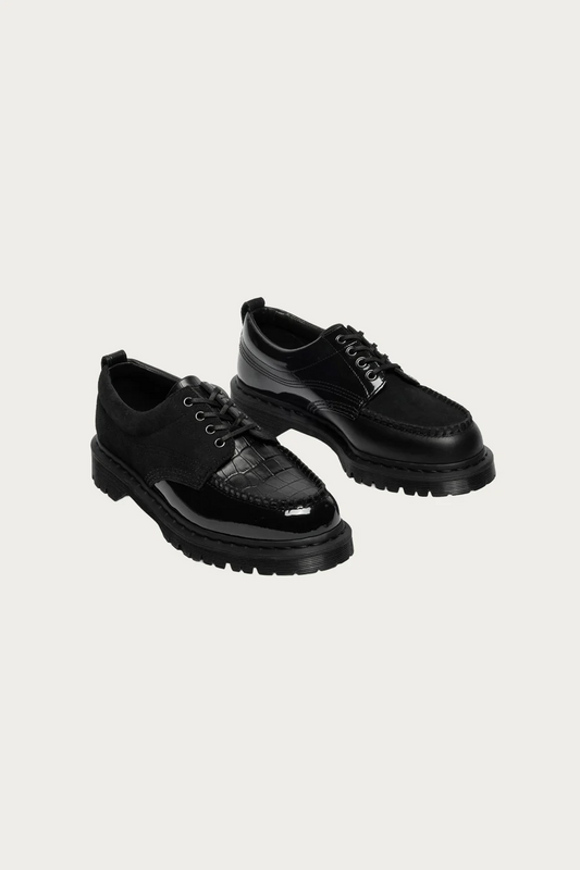 Handmade Black Multi Leather Shoes