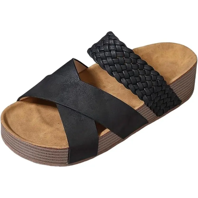 Arch Support Cross Strap Platform Sandals