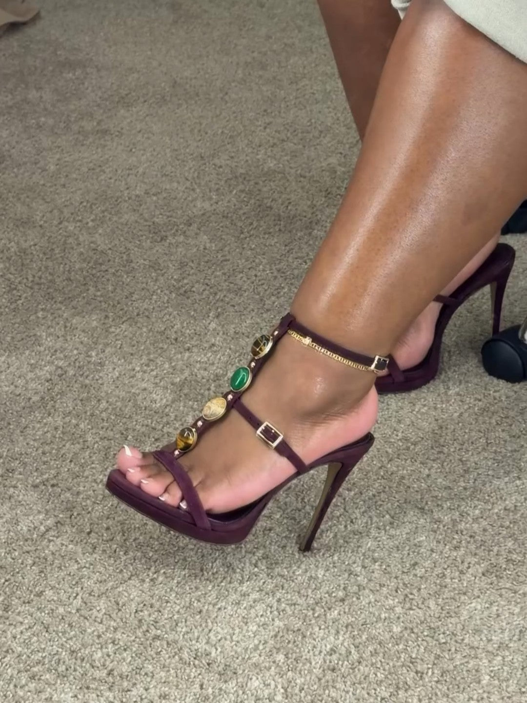 Women Bordo Strappy Heeled Sandal