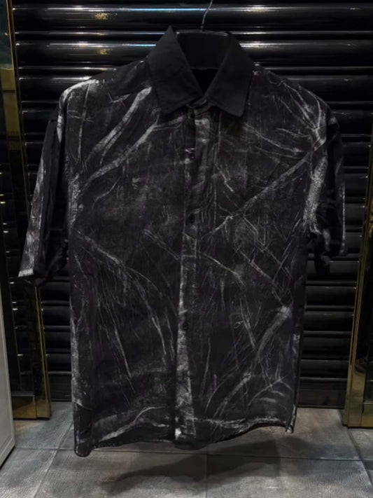 Men's Shinny Rose-print Polo Shirt