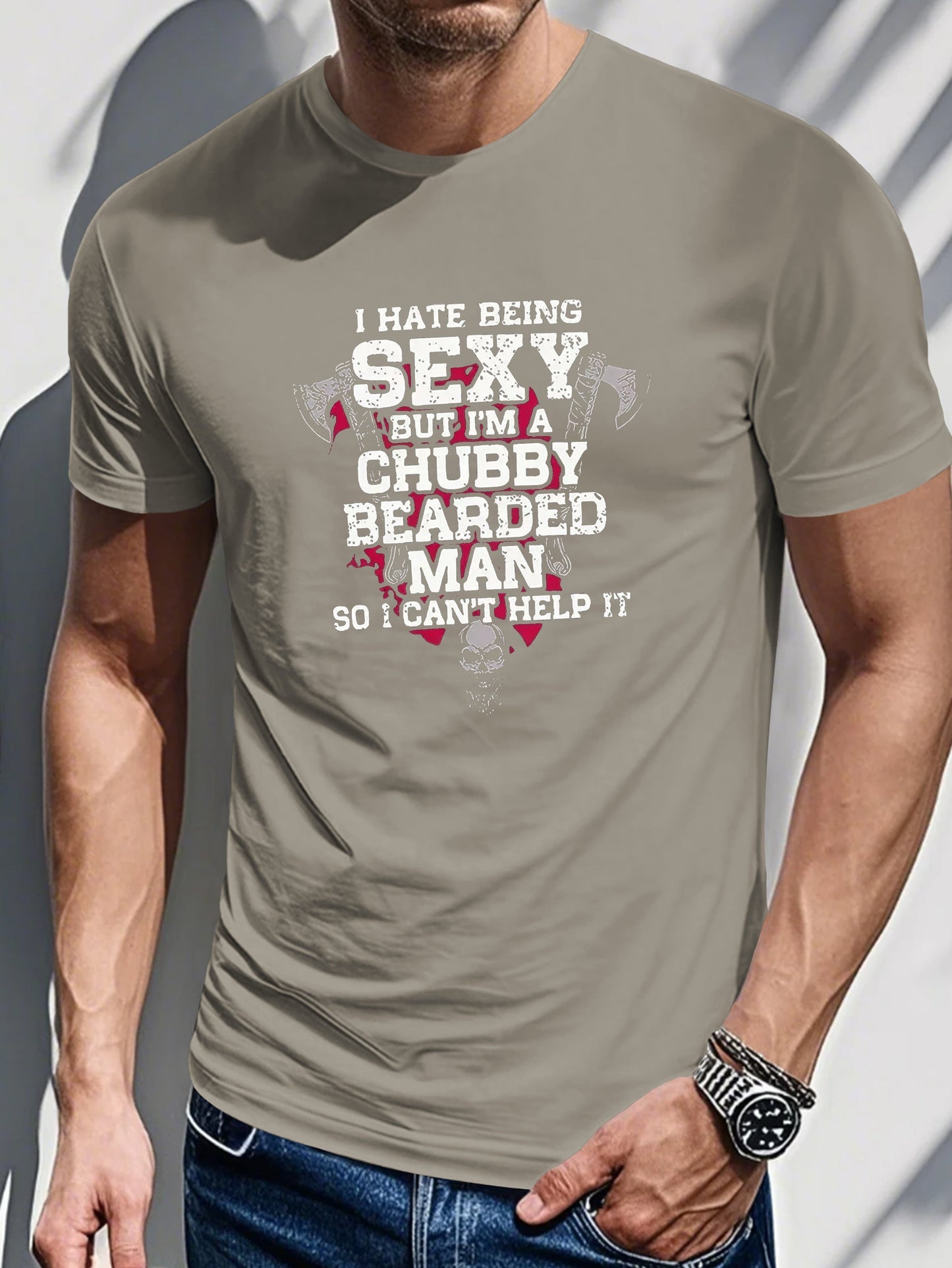 PLUS SIZE Men's Casual 3D Printed Short Sleeve T-Shirt - "I Hate Being Sexy" Graphic