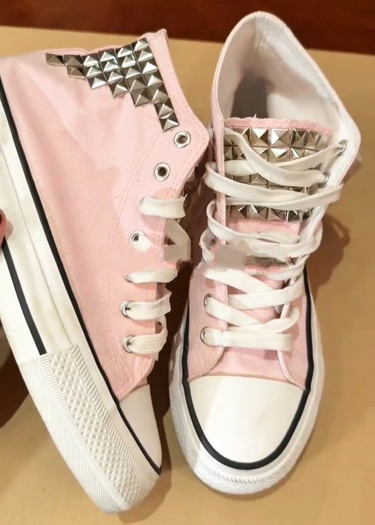 Custom Square Stud High-Top Canvas Sneakers