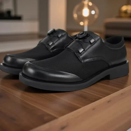 Swivel Buckle Mesh Comfortable Breathable Stylish Men's Leather Shoes