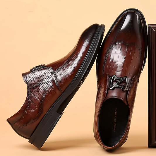 Men's Classic Snakeskin Pattern "Z" Handmade Leather Shoes