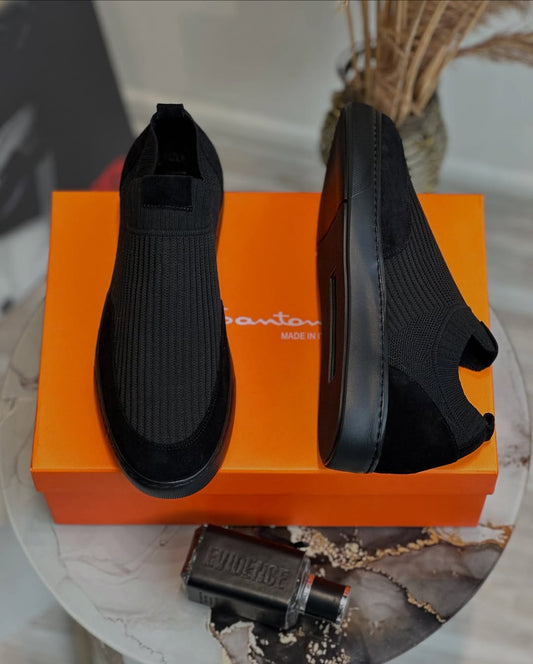 Men’s Black Slip-On Knit Sneakers