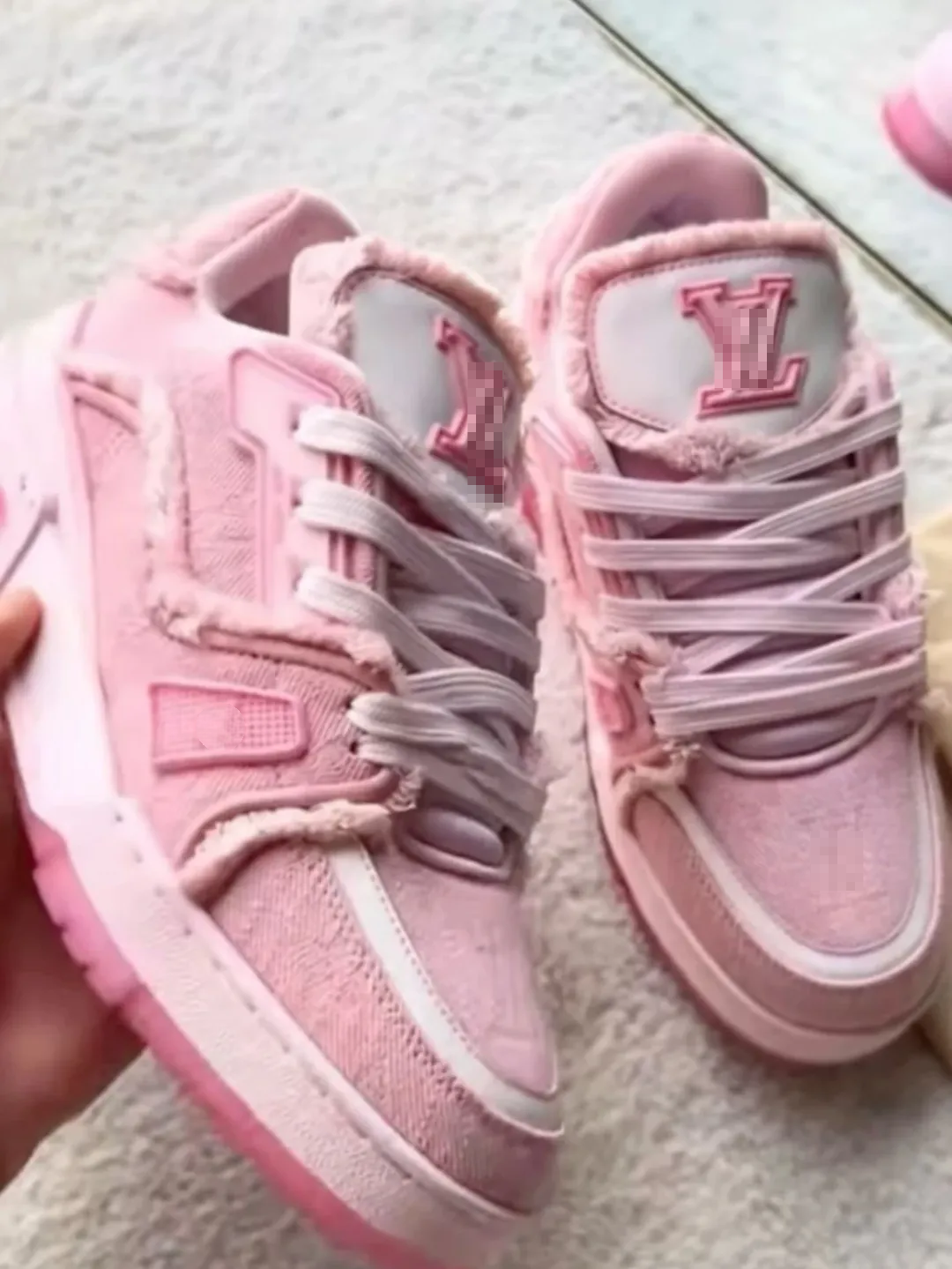 Denim Gel Pink Rep Style Trainer Sneaker