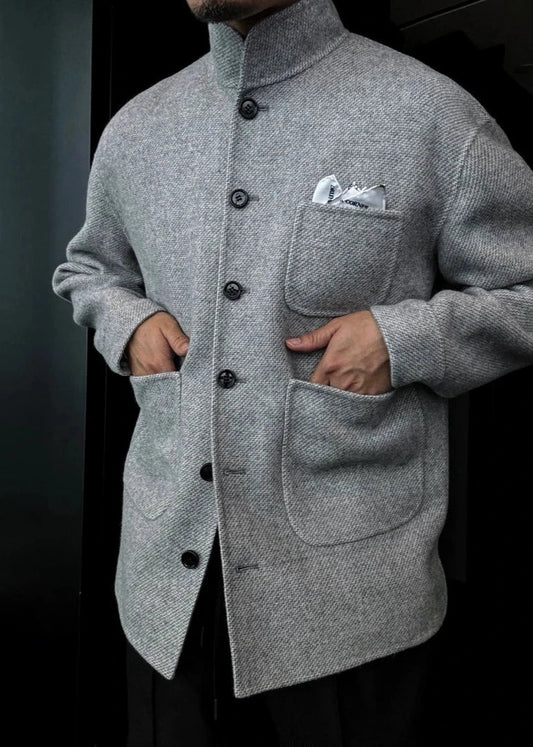 Men's Stand Collar Large Pocket Coat