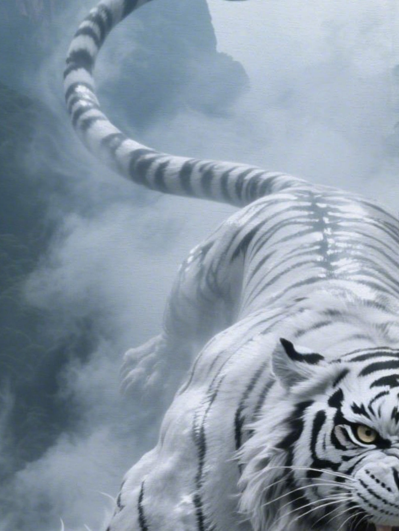 White Tiger Men's short-sleeved T-shirt summer T-shirt top full of print