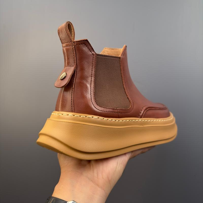 Men's New Thick-Soled Solid Color Casual Slip-On Retro Boots