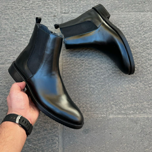 Solid Shiny Leather Handmade Chelsea Boots