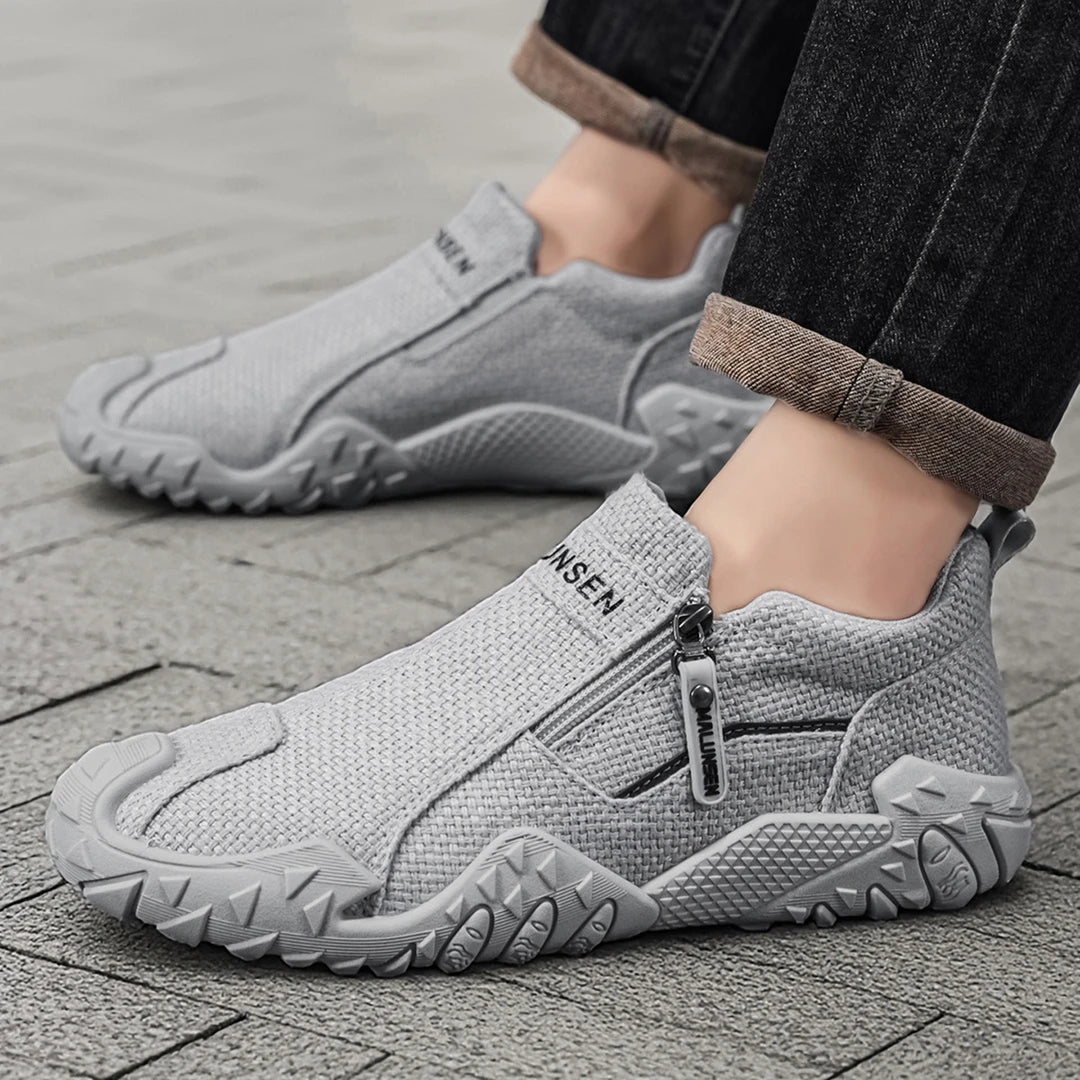 Men’s Breathable Slip-On Casual Shoes with Zipper and Soft Sole