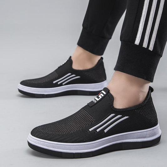 Mesh Hollow Flying Woven Upper Casual Slip-On Sneakers