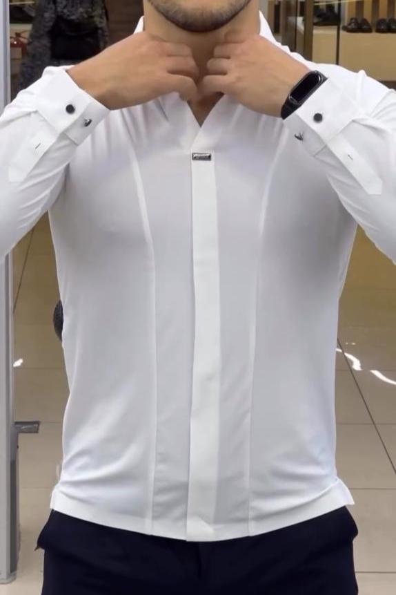 Men's V-Neck Double-Stitched Elastic Casual Polo Shirt