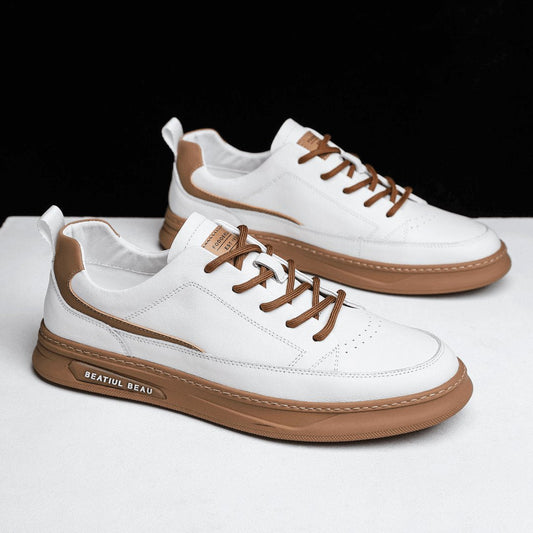 Trendy leather breathable men's casual sneakers