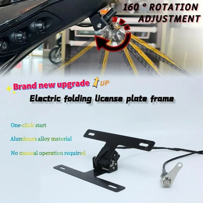 Universal Motorcycle Electric License Plate Frame, Reversible Design