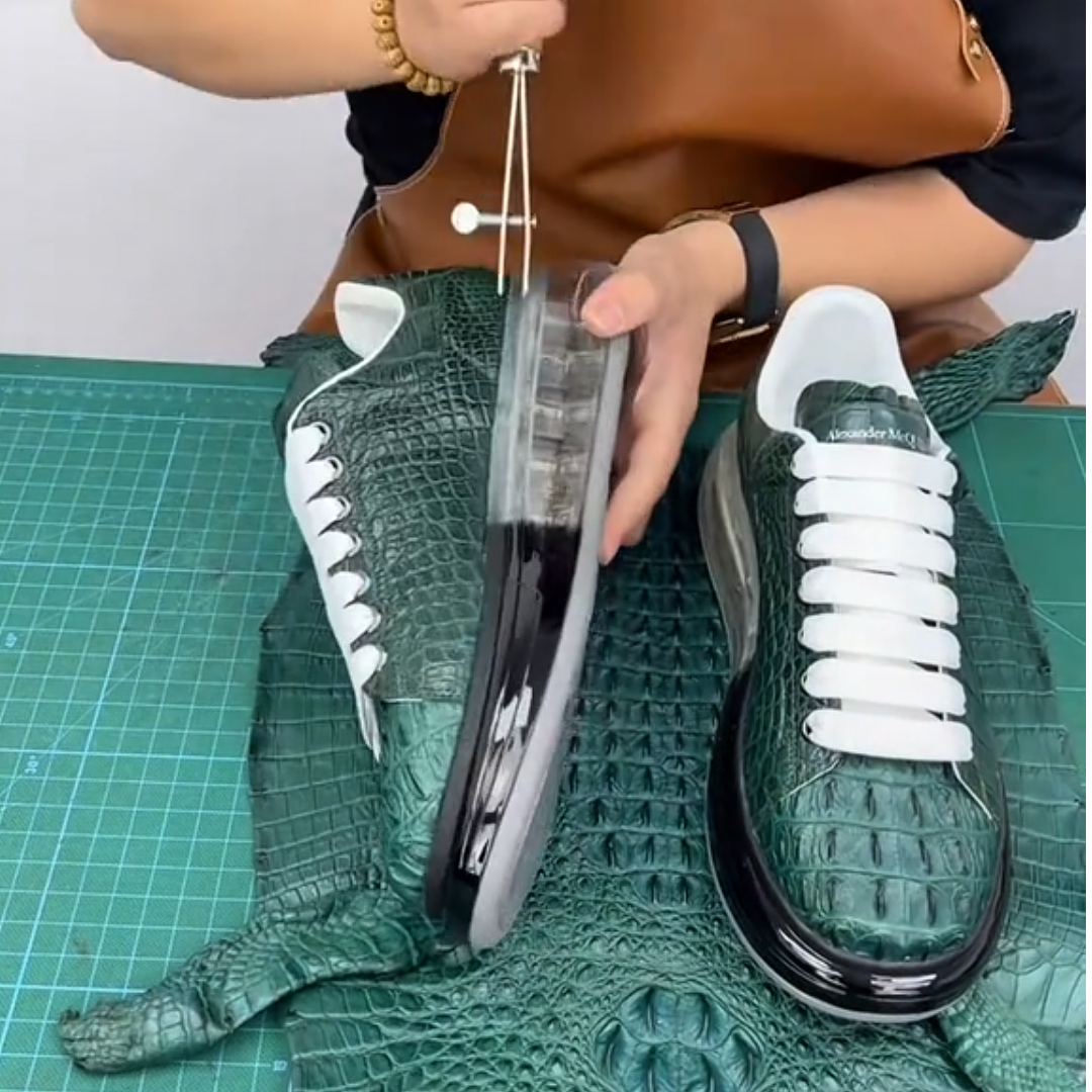 Luxury Croc Embossed Leather Platform Sneakers
