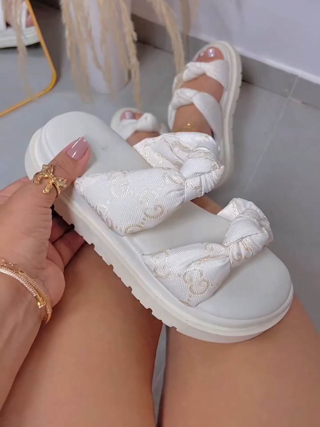 Monogram Braided Platform Slides