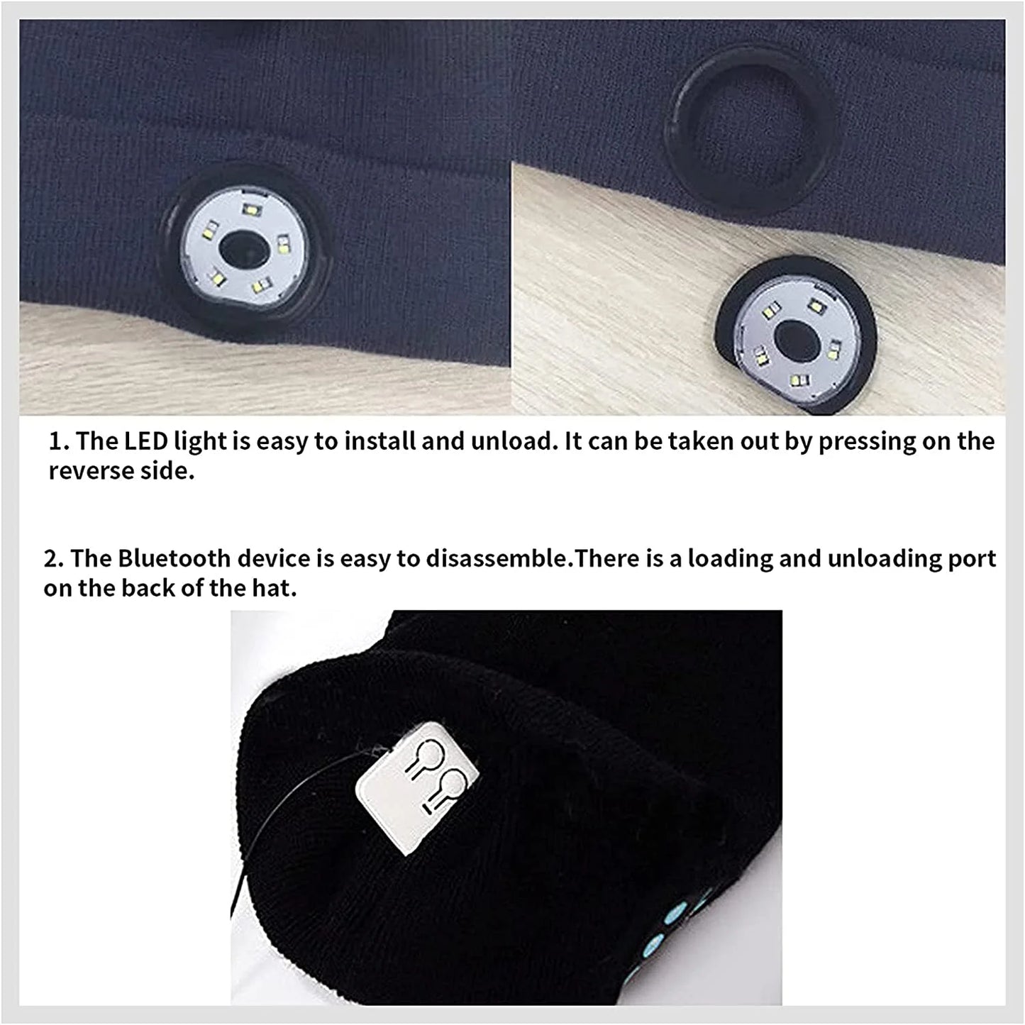 Bluetooth Beanie Hat with Light, USB Rechargeable Music Winter Hat