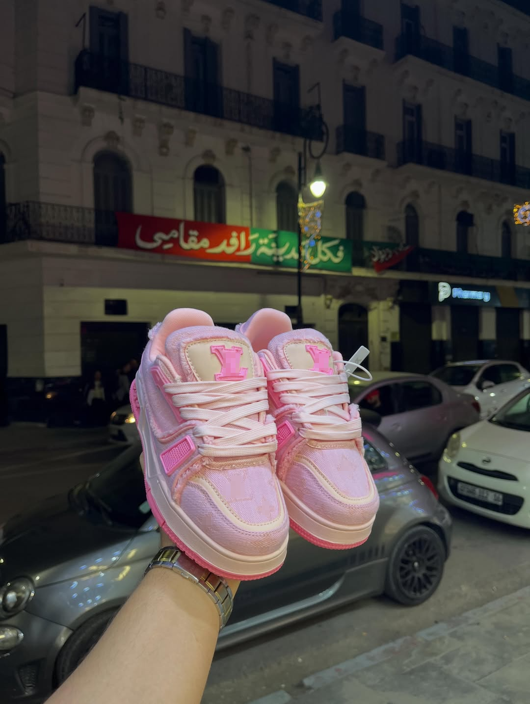 Denim Gel Pink Rep Style Trainer Sneaker