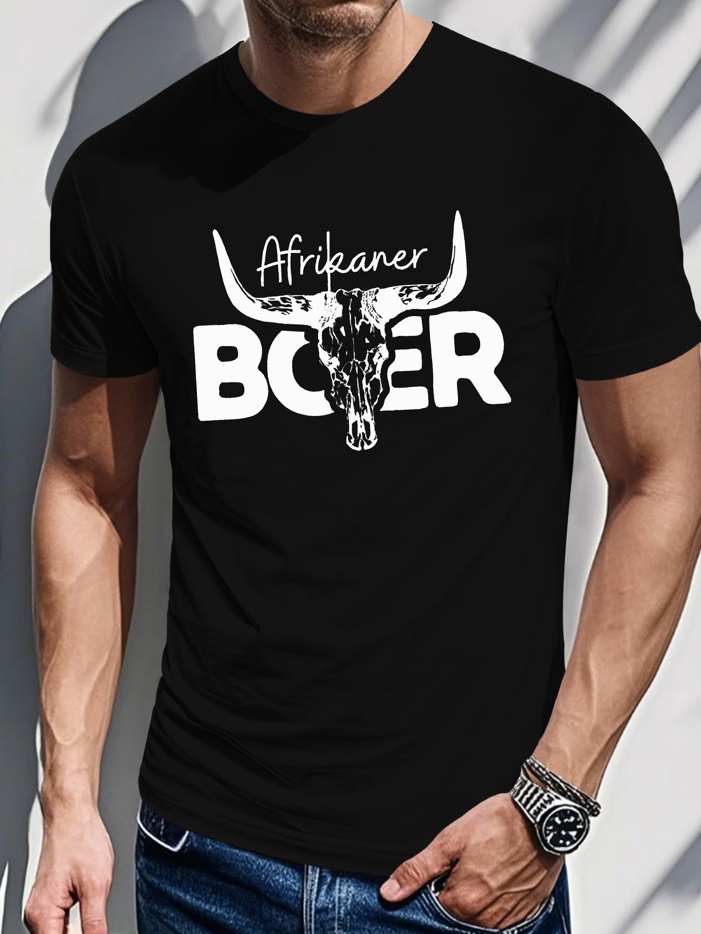 Men's Printed T-shirt-Afrikaner Boer Print
