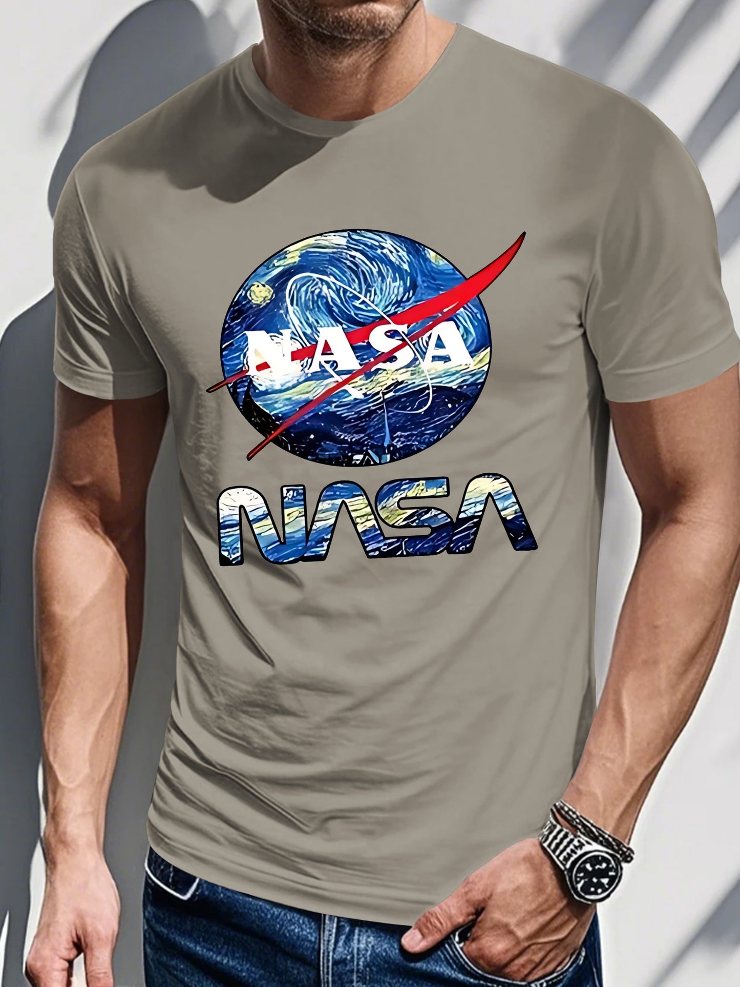 Men's classic painting letter print T-shirt