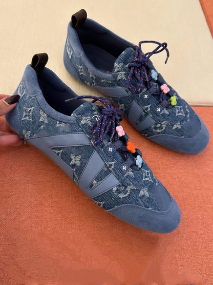Designer Style Denim Print Casual Sneakers