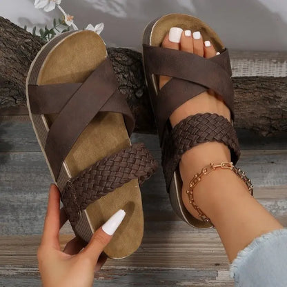 Arch Support Cross Strap Platform Sandals