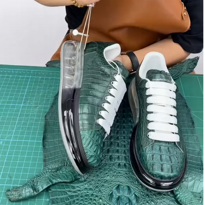 Luxury Croc Embossed Leather Platform Sneakers