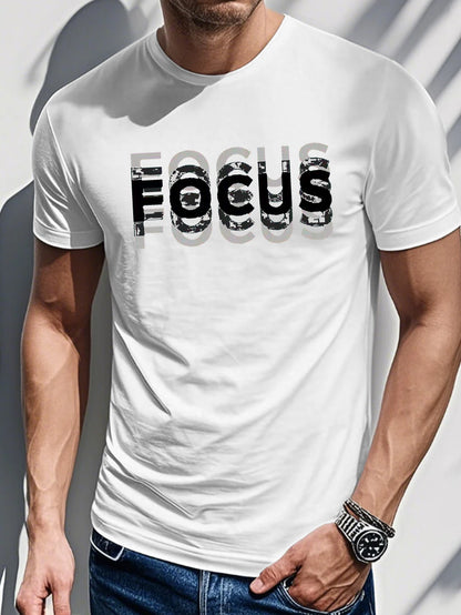 Men's Trendy Letter Print Shoulder T-Shirt