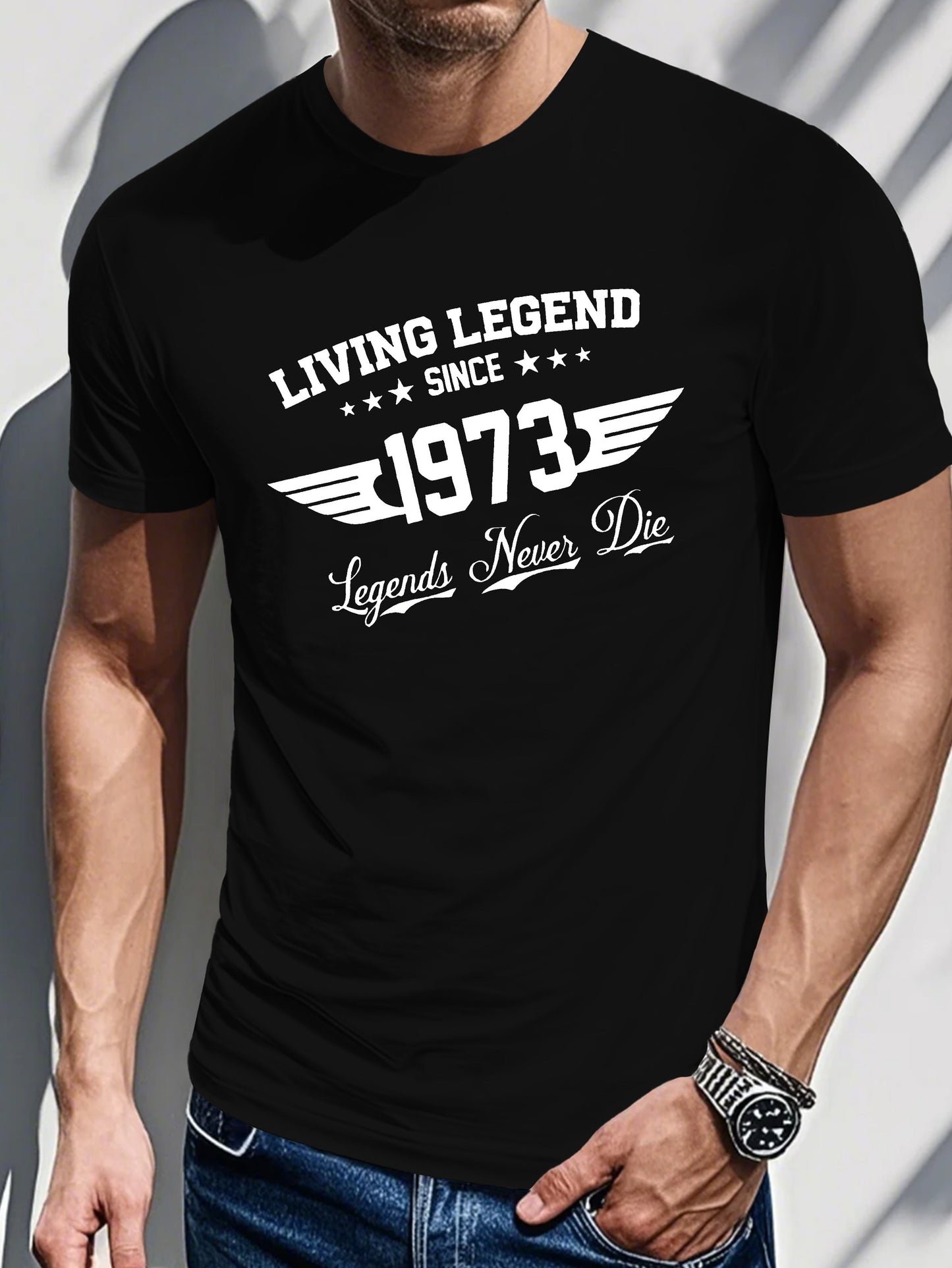 Men's Printed T-shirt-Printed with “living legend”
