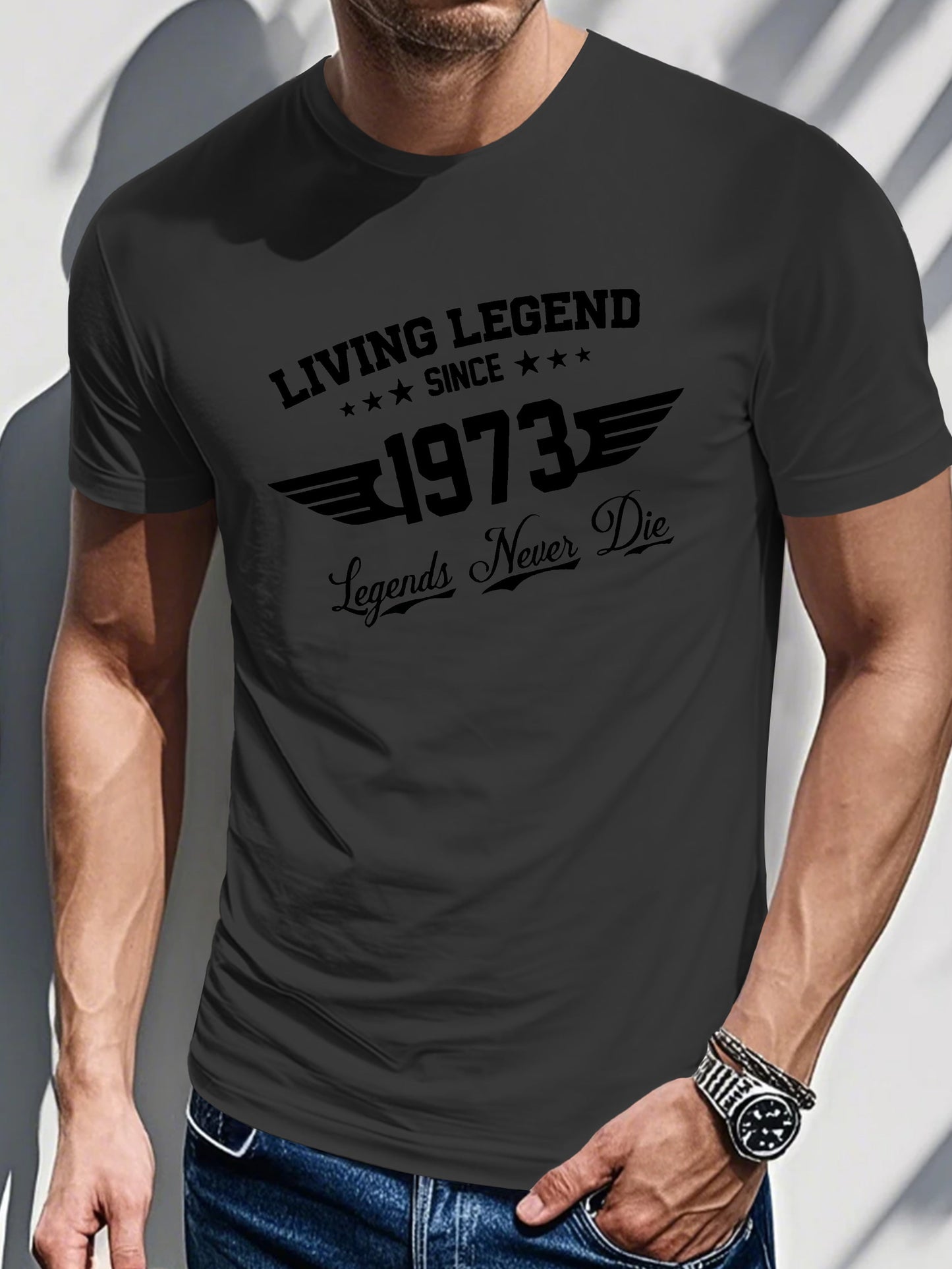 Men's Printed T-shirt-Printed with “living legend”
