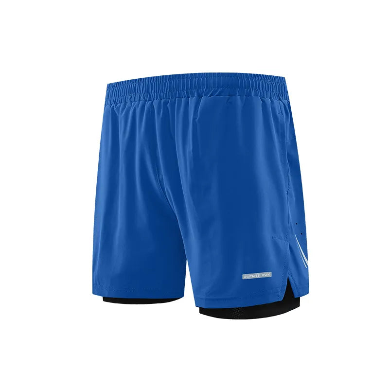 Men 2/1 Sports Shorts With Back Zip Pocket