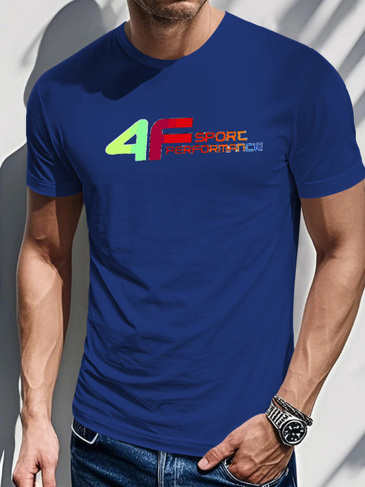 Summer Fashion Men's Geometric Pattern Letter Short Sleeve Casual T-Shirt