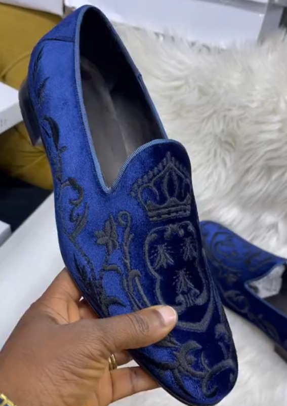 Men's Classic Handmade Debossed Velour Slip On loafers