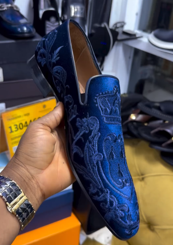 Men's Classic Handmade Debossed Velour Slip On loafers